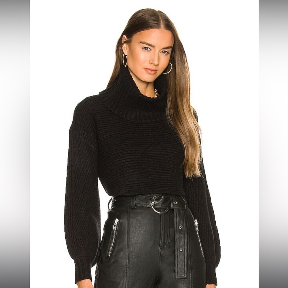 Revolve Safia Peek A Boo in Black Cropped Sweater Micheal Costello